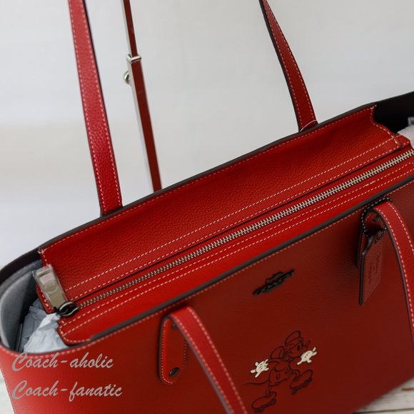 NWT 89975 Disney X Coach Central Tote With Zip With Mickey Mouse Motif in Red - Picture 11 of 12